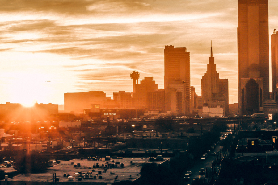 Sunrise over Dallas skyline