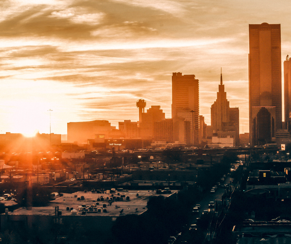 Sunrise over Dallas skyline